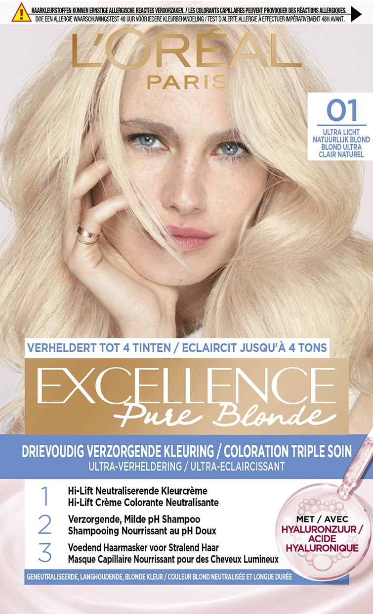 Haarkleuring Excellence cream voorkant Ultra licht natuurlijk blond 
